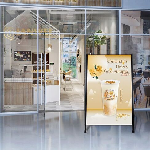 DISPLAYSWORKER Heavy Duty A-Frame Sidewalks Signs 24x36 Inch ,outdoor Sandwich Board Sign Black Coated Steel Metal Double-Sided，Slide-in Folding with 2 Corrugated Plastic Poster Boards&2 Anti-Glare in Saudi Arabia
