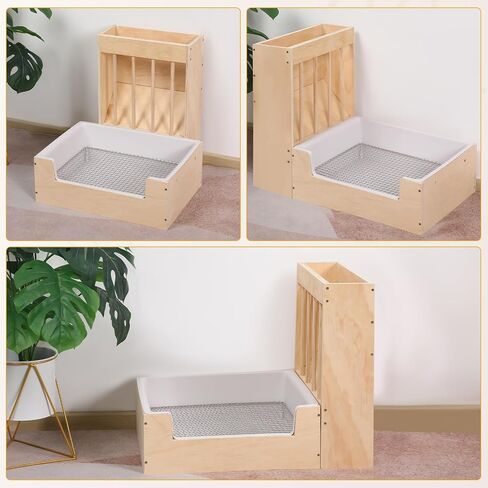 Extra-Large 2-in-1 Rabbit Hay Feeder & Litter Box Set, Wood, Mess Proof, for Guinea Pigs, Chinchillas, Hamsters, and Rabbits in Saudi Arabia