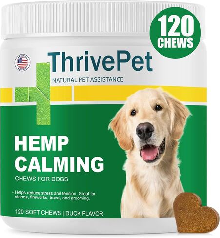 Hemp Calming Chews for Dogs - 120 Count | Chicken Flavor - Puppy Dog Calming Treats Supplement for Storm Anxiety, Sleep, Relaxing, Separation Aid, Stress Relief - Vet Approved - Made in USA in Saudi Arabia