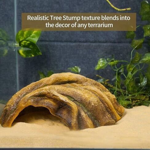 Reptile Hide Large Caves Simulation Tree Hideout Snake Hide Leopard Gecko Terrarium Plastic Plant Leaves Ornament Habitat Shelter Decor for Lizard Hermit Crab Spider Frog Amphibians in Saudi Arabia