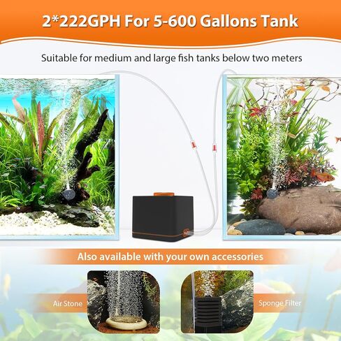 hygger Strong Aquarium Air Pump for Medium Large Fish Tank, Hydroponic Systerm, Household Commercial Use in Saudi Arabia