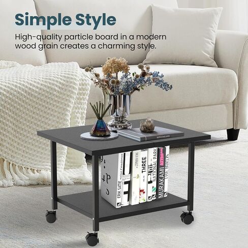 Printer Stand with Storage Under Desk Shelf, Desktop Printer Stand Organizer, Rolling Printer Cart Storage Paper Files Holder for Desk, Office, Home in Saudi Arabia