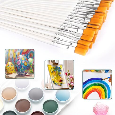 30pcs فرش الطلاء الصغيرة للأطفال للطلاء الأكريليكي ، فرشاة الشعر المسطحة نايلون فرشاة خشبية ، زيت ، فرش ألوان مائية للطلاب والأطفال والبالغين in Kuwait