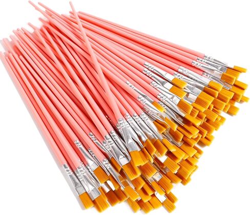 30pcs فرش الطلاء الصغيرة للأطفال للطلاء الأكريليكي ، فرشاة الشعر المسطحة نايلون فرشاة خشبية ، زيت ، فرش ألوان مائية للطلاب والأطفال والبالغين in Kuwait