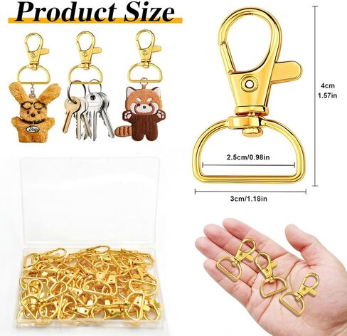 Swivel Clasp Hooks, Key Chain Clip Hooks, D Ring Clip Lanyard Snap Hook for Keychain Making, Purse Hardware, Lanyard Making, DIY Craft (3/4" Inside Width) in Saudi Arabia