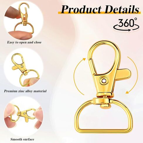 Swivel Clasp Hooks, Key Chain Clip Hooks, D Ring Clip Lanyard Snap Hook for Keychain Making, Purse Hardware, Lanyard Making, DIY Craft (3/4" Inside Width) in Saudi Arabia