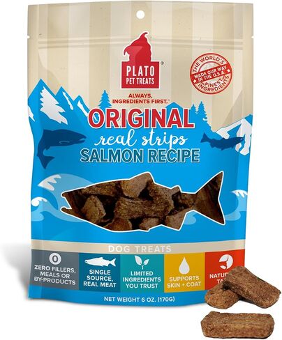 PLATO Original Real Strips Natural Dog Treats - Real Meat - Air Dried - Made in The USA - Lamb Flavor, 18 Ounces in Saudi Arabia