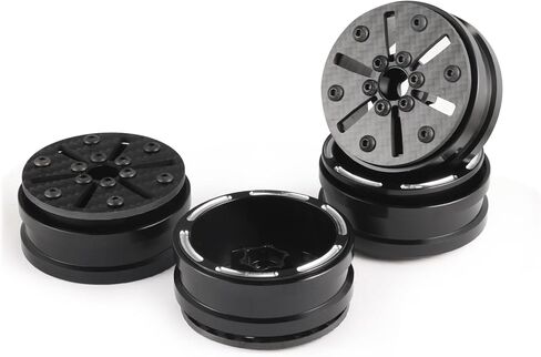 Beadlock Wheel Rims 4PCS 1.9" Upgraded Carbon Fiber Aluminum Wheel Hub Compatible with 1/10 RC Crawler Gen8 TRX-4 Axial VS4-10 Capra SCX10 RC Car Accessories (Patten C) in Kuwait
