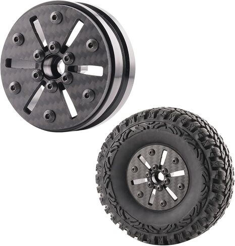 Beadlock Wheel Rims 4PCS 1.9" Upgraded Carbon Fiber Aluminum Wheel Hub Compatible with 1/10 RC Crawler Gen8 TRX-4 Axial VS4-10 Capra SCX10 RC Car Accessories (Patten C) in Kuwait