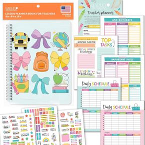 Teacher Planner 2025-2026 – Undated Lesson Planner Book with Stickers, Monthly & Weekly Pages, Student & Substitute Info – Pastel Homeschool & Classroom Organizer