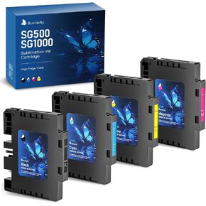Sublimation Ink Cartridge Compatible with Sawgrass Virtuoso SG500 SG1000 Printer | Latest Chip Technology | No Grid Lines Guaranteed(4 Pack, B/C/M/Y)