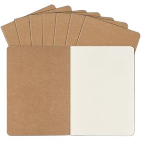 ZCZN 5 Pack A5 Kraft Notebooks Bulk, 8.15x5.5 Inches Blank Journaling Notebooks, Notebooks for Work, Composition Notebooks for School, Journal notebooks for kids, 60 Pages
