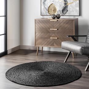 GRUHUM Round Jute Area Rug 8ft Natural Fiber Multicolour Handmade Boho Charm Farmhouse Soft Braided Rustic Vintage Rug for Indoor Kitchen Bedroom Living Room Hallways Enterways(8' feet Round)