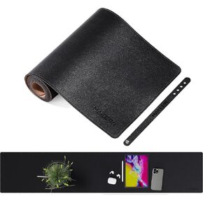 MAIDERN Cork & Leather ConsoleTable Cover, Reversible Sofa Table Cover, Console Table Mat, Sofa Table Pat Suitable for Home Console Decor, Black (Black, 70.8" x 7.9")