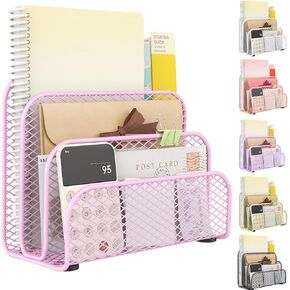 Gianotter Mail Organizer Contertop ، حامل الملفات المعدنية مع 3 شحمة ، منظمي مكتب Rose Gold Desk ومنظمي مساحة العمل (Rose Gold)