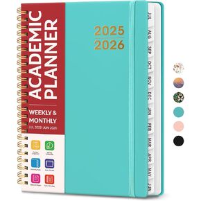 Academic Planner 2025-2026 For Women & Men, Monthly and Weekly Calendar Planner, Jul 2025 - Jun 2026, A5 (6.3" x 8.5"), Teacher Student Planning Book with Tabs, Ideal for Office School Supplies - Pink