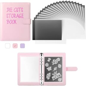 Die Cut Storage, KKJCXY 20 Pcs Magnetic Sheets for Dies Storage with 1 Pocket Folder, Storage Stamp and Die Storage Pockets Die Cut Storage for Card Making Supplies,White