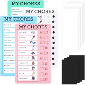 4 PCS Chore Chart for Kids Mudents Kids ، Chore Board Visual Commine Daily Routine Chart for Kids ، لوحات تخطيط قائمة روتينية للقيام بها ، أدوات ADHD ADHD ADHD للبالغين