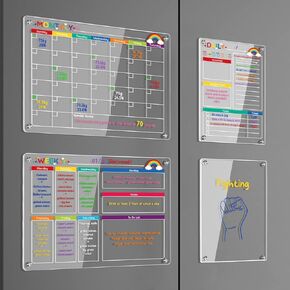 Acrylic Magnetic Planning Board for Fridge (Rianbow Monthly & Weekly Planner)
