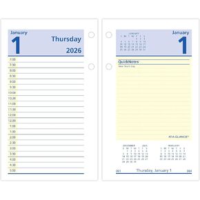 AT-A-GLANCE 2026 Desk Calendar Refill, Daily, 3.5" x 6", Standard, Loose-Leaf, QuickNotes (E5175026)