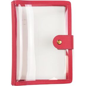 Erin Condren Clear Petite Planner Folio, Clear On The Go Folio with Fuchsia Vegan Leather Accents, Fits up to 4 Erin Condren Petite Planners and Journals