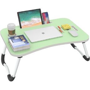 BUYIFY Folding Lap Desk, 23 Inch Portable Wood Black Laptop Bed Desk Lap Desk with Cup Holder, for Working Reading Writing, Eating, Watching Movies for Bed Sofa Couch Floor