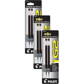 Pilot, G2 Gel Ink Refills, Fine Point 0.7 mm, Black, Pack of 6