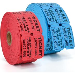 L LIKED 2000 Raffle Tickets Double Rolls 50/50 Stub Tickets with Consecutive Numbers 1000 Pairs per Roll,2 Rolls-Green,Red in Kuwait