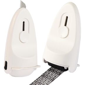 Identity Privacy Protection Roller Security Stamp 2Pack - Guard Your ID with Refillable Ink, Built-in Cutter & Flip Cover Design, Compact Security Tool for Document & Mail Privacy (White+Pink)