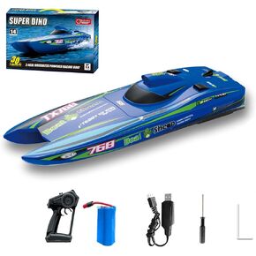 GoolRC Remote Control Boat 2.4GHz High Speed 30km/h Brushless Turbojet Speedboat Remote Control Ship Cooling Waterproof Low Battery/Over Distance Reminder 2 Battery
