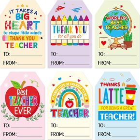 Teacher Appreciation Stickers Gift Tags Thank You Teachers Labels Sticker Self Adhesive Best Teacher Seals for Wrapping Decoration Card Envelopes Ornament Supplies 36Pcs