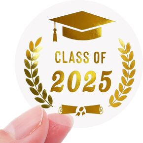 ملصقات التخرج ، فئة 120pcs من 2025 ملصقات ، سعة 1.6 بوصة من غلاف التخرج الذهب ، ملصقات مغلف الملصقات الشفافة للإعلانات تهانينا دعوة خريج الحفلات
