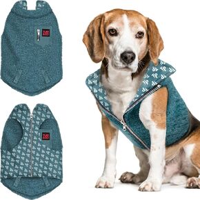Tuff Pupper Reversible Fleece Dog Vest | Lightweight & Comfortable Insulated Jacket for Cold Weather | Easy Zip Closure | Machine Washable | Built-in Leash Hole | Sizes for All Breeds (Medium, Teal)