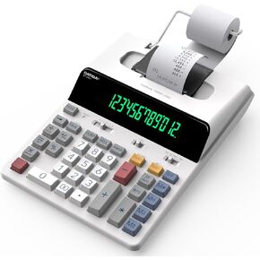 CATIGA 12 Digit Thermal Printing Calculator with Tape Print Out, Ink-Free Adding Machine, 5X Faster Quite at 8.0 LPS, Extra Large Fluorescent Display, Tax Calculation with Clock and Calendar, SP-2401