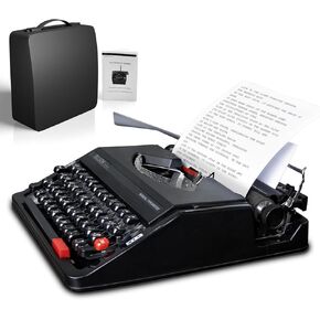 Manual Typewriter Machine – Vintage Portable Typewriter for Typing Letters – Classic Black Type Writer for Kids, Authors, and Retro Enthusiasts – Gift for Writers and Collectors