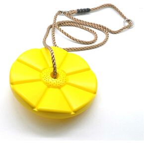 REZNOR Plastic Button Monkey Round Disc Rope Seat for Kids Children Playground Garden Outdoor Indoor Play Activity with Adjustable Height (Yellow)