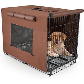Dog Crate Cover 42 Inch Thickened Dog Kennel Cover Windproof Puppy Cage Covers with Mesh Windows on Both Sides Portable Crate Covers for Dogs Cages Fit for Indoor/Outdoor Use