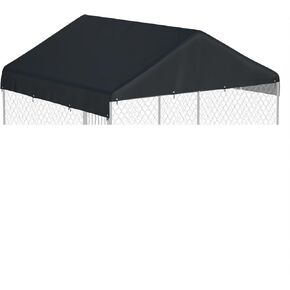 10' x 10' Dog Kennel Cover 600D Heavy Duty Waterproof Replaceable Dog Kennel Top Cover - Black (Top Cover Included Only)