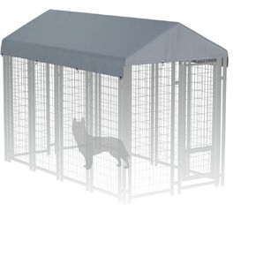 8' x 4' Dog Kennel Cover 600D Heavy Duty Waterproof Replaceable Dog Kennel Top Cover - Gray (Top Cover Included Only)