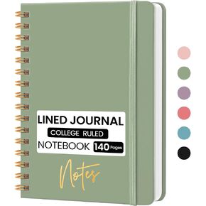 محفوظ Notebook SPORAL Journal ، A5 College حكّمت دفتر يوميات ، تدوين الملاحظات ، والتخطيط اليومي ، غلاف متين مع تصميم أنيق ، أخضر