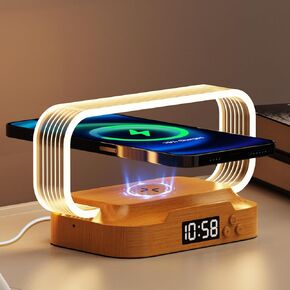 3 in 1 Wireless Charging Station for Apple,Night Light with 15W Fast Wireless Charger,Phone Stand as Desk Accessories,Nightstand Charging Station for iPhone/AirPod/iWatch/Samsung