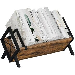 YINMIT Wood Desktop Bookshelf, Retro Tabletop Bookshelf, Desk Shelf for Top of Desk in Living Room, Home, Office, Tilting Bookcase for CDs, Magazine, Books, Home Decor