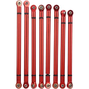 VGEBY RC Link Rod, 8Pcs Lightweight Aluminium Alloy 1:10 Scale Remote Control Crawler Car Pull Rod Kit RC Upgrade Modified Parts Fit for Aixal SCX10 1/10 RC Car(Red) Car Model