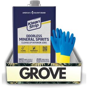Klean Strip Broadibless Mineral Spirits 1 Qt Bundle مع زوج من القفازات - أرق الطلاء للدهانات القائمة على الزيت ، وصمة عار وفنش - مركبات العضوية المتطايرة المنخفضة - الأرواح المعدنية المثالية للخشب - (2 عنصر)