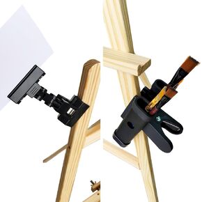 QMARK Easel Brush Clip, Easel Paintbrush Holder with a Rotatable Paper Copy Clip, Drum Stick Holder , Adjustable File Holder