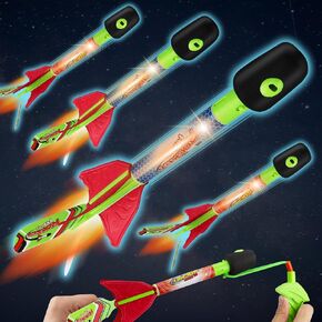 Toy Life Toy Rocket Launcher for Kids LED Light Up Rocket Launcher Toy for Kids Indoor Outdoor Game Toys Foam Rockets Toys for Kids Toddler Boys Girls Age 3 4 5 6 + enears