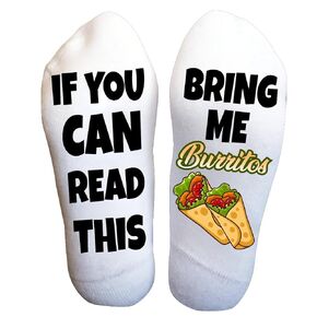 Funky Fun Socks With Sayings Fast Food Socks Men Funny Women Gifts Mens Cotton Sock Ladies Gift Men's, Burritos Mexican Food Funny Socks