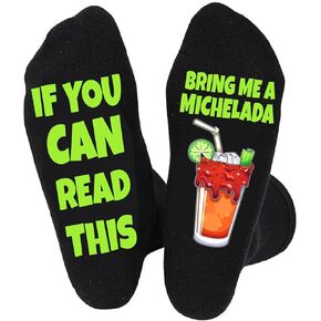 Funny Socks For Men Women, Bring me a Michelada, Beer Gifts For Men, Unisex Adult Funny Birthday Socks, Christmas Black Socks