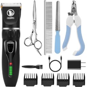 عرض الكلب الكلب كليبرز اللاسلكي الكلب مجموعة كليبرز كليبرز احتراف قابلة للفصل مع 4 أدلة مشط ، انخفاض ضوضاء الحيوانات الأليفة clippers أدوات الاستمالة للحيوانات الأليفة للكلاب قطط الحيوانات الأليفة in Kuwait
