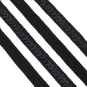 OLYCRAFT 10.9 Yards Black Sequin Ribbon Trim 13mm Wide Glitter Paillette Trim No Stretch Flat Sequin Braid Trims Fabric Paillette Ribbon Trims for Sewing Crafts Costume Ornament Home Decorations